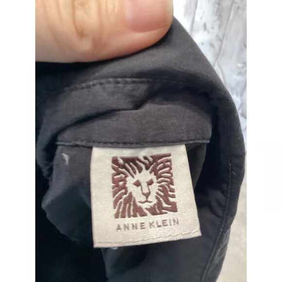 Anne Klein Standard Contrast-Panel Shirt Black Supima Cotton Size 2/M - Picture 5 of 5